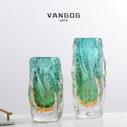 Lake Blue Glass Vase, Light Luxury and High-End Feel, Living Room Flower Arrangement Glass Art Dried Flower Holder, Dining Table Decoration Ornament Lake Blue Glass Vase, Light Luxury and High-End Feel, Living Room Flower Arrangement Glass Art Dried Flower Holder, Dining Table Decoration Ornament