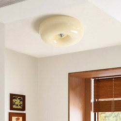 Full-Spectrum Bedroom Pudding Ceiling Lamp, Cream-Style French Retro Balcony Entrance Hallway Study Vintage Glass Lamp Full-Spectrum Bedroom Pudding Ceiling Lamp, Cream-Style French Retro Balcony Entrance Hallway Study Vintage Glass Lamp