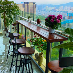 Balcony Small Table and Chairs, Outdoor Tea Table, Leisure Area Layout, Anti-Corrosion Wood, One Table and Two Chairs Set, Three-Piece Set, Light Luxury, Internet Celebrity Style Balcony Small Table and Chairs, Outdoor Tea Table, Leisure Area Layout, Anti-Corrosion Wood, One Table and Two Chairs Set, Three-Piece Set, Light Luxury, Internet Celebrity Style