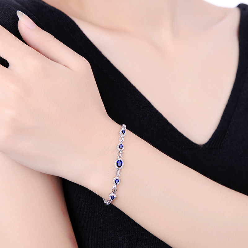 Yngel 1.09ct 天然サファイアブレスレット 18Kゴールド 女性用