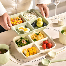 Ceramic Four-Compartment Plate, Divided Plate, Underglaze Color Postpartum Meal Plate, Special for Adults to Lose Weight and Reduce Fat, Children's Breakfast Plate Ceramic Four-Compartment Plate, Divided Plate, Underglaze Color Postpartum Meal Plate, Special for Adults to Lose Weight and Reduce Fat, Children's Breakfast Plate