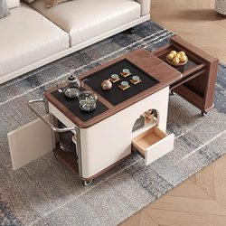 All-Solid Wood Extendable Coffee Table, Balcony Mobile Small Tea Table Cart with Integrated Kettle, High-End Sofa Side Table Cabinet All-Solid Wood Extendable Coffee Table, Balcony Mobile Small Tea Table Cart with Integrated Kettle, High-End Sofa Side Table Cabinet