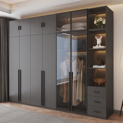 Modern Minimalist Luxury Glass Door Solid Wood Wardrobe for Home Bedroom, Available in Three, Four, Five, Six, or Eight-Door Combinations Modern Minimalist Luxury Glass Door Solid Wood Wardrobe for Home Bedroom, Available in Three, Four, Five, Six, or Eight-Door Combinations