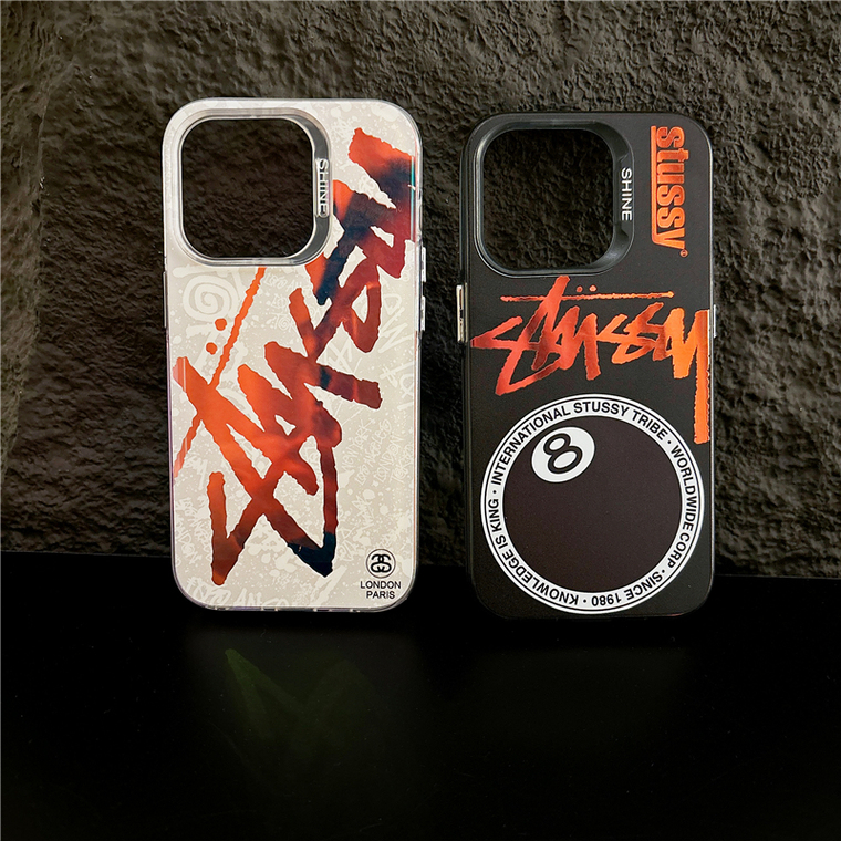 Stussy Black White Orange Logo 8-Ball iPhone Case