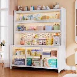 Baby product feeding table storage cabinet baby toy milk powder organizing storage cabinet floor-standing dust-proof multi-layer storage rack Baby product feeding table storage cabinet baby toy milk powder organizing storage cabinet floor-standing dust-proof multi-layer storage rack