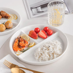 Materialistic Life 211 Fat-Reducing Meal Plate with Compartments, Special for Adult Weight Loss, Children's Quantitative Ceramic Plate, High-End Feel for Home Use Materialistic Life 211 Fat-Reducing Meal Plate with Compartments, Special for Adult Weight Loss, Children's Quantitative Ceramic Plate, High-End Feel for Home Use