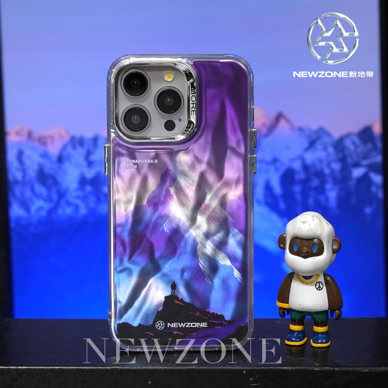 New Gradient Laser Shine Snow Mountain Illustration Annapurna II Luck 15, 14, 13, 12 iPhone Case