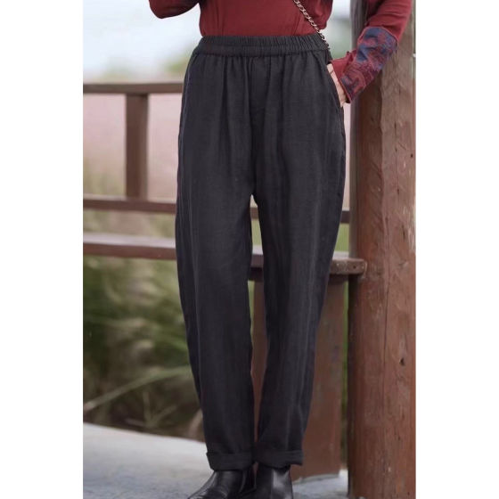 Plus linen simple loose and versatile elastic high waist harem pants Harem pants Comfort casual pants L15 Plus linen simple loose and versatile elastic high waist harem pants Harem pants Comfort casual pants L15