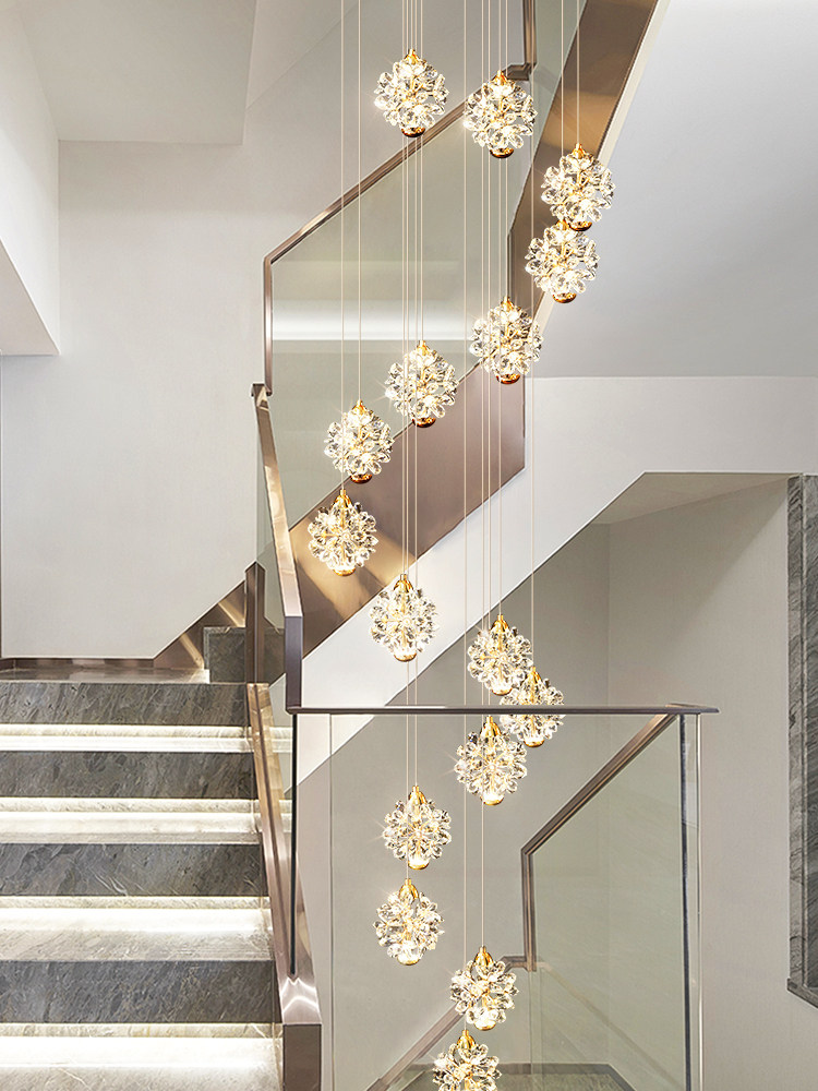 クリスタルシャンデリア - 19灯 モダン階段照明