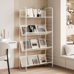 Living Room Wrought Iron Thickened Mobile Bookshelf Floor-Standing Storage Rack with Wheels Children's Snack Trolley Multi-Layer Storage Shelf Living Room Wrought Iron Thickened Mobile Bookshelf Floor-Standing Storage Rack with Wheels Children's Snack Trolley Multi-Layer Storage Shelf