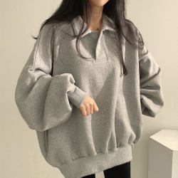 Casual and versatile polo collar velvet thickened sweatshirt Casual and versatile polo collar velvet thickened sweatshirt