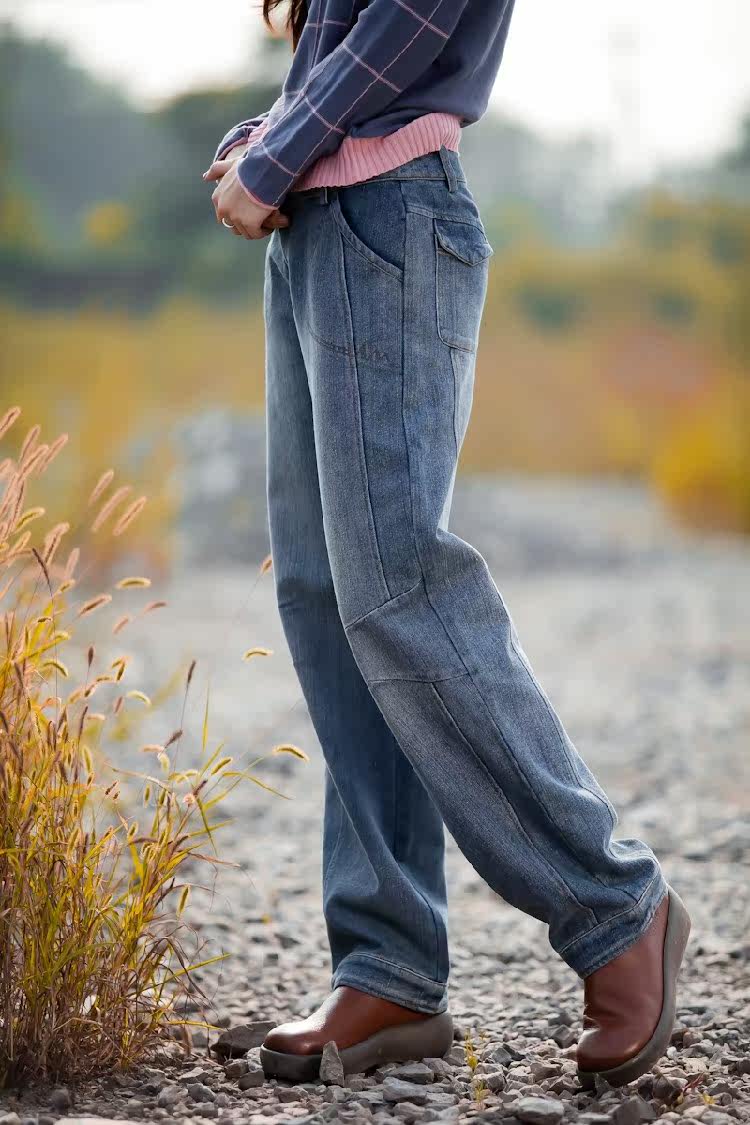 2014秋冬专柜正品斯琴达芭娜南国衣人棉花记宽松牛仔裤长裤阔腿裤