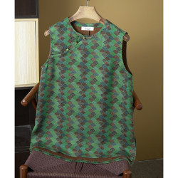 Ready stock Xiangyun jacquard silk fragrant cloud gauze gauze long sleeveless vest for women 100% mulberry silk slanted top Ready stock Xiangyun jacquard silk fragrant cloud gauze gauze long sleeveless vest for women 100% mulberry silk slanted top