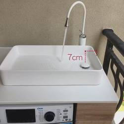 Countertop Basin with Left and Right Side Drainage, Side Drain for Washing Machine, Balcony Offset Ceramic Black Rectangular Washbasin Countertop Basin with Left and Right Side Drainage, Side Drain for Washing Machine, Balcony Offset Ceramic Black Rectangular Washbasin