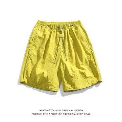Summer trendy lemon yellow ice silk sports pants for men Summer trendy lemon yellow ice silk sports pants for men