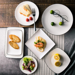 Plate Dish Home Use Creative Nordic Tableware Japanese White Ceramic Trendy High-End Dish Steak Western Food Plate Plate Dish Home Use Creative Nordic Tableware Japanese White Ceramic Trendy High-End Dish Steak Western Food Plate