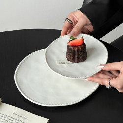 White High-End Ceramic Snack Plate, Dish Plate, Fruit Plate, Western Steak Plate, Fruit Dessert Cake Plate, Flat Plate White High-End Ceramic Snack Plate, Dish Plate, Fruit Plate, Western Steak Plate, Fruit Dessert Cake Plate, Flat Plate