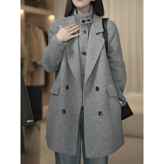High-end temperament celebrity suit collar woolen jacket 2025 autumn and winter new products fashionable age-reducing casual versatile coat trend High-end temperament celebrity suit collar woolen jacket 2025 autumn and winter new products fashionable age-reducing casual versatile coat trend