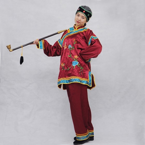 Matchmaker costume performance costume full set of funny cigarette pipe props wig headdress landlord woman neutral costume stage drama Matchmaker costume performance costume full set of funny cigarette pipe props wig headdress landlord woman neutral costume stage drama