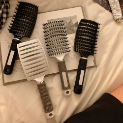 Boar Bristle Comb for Women, Home Use Hair Comb, Massage Comb for Scalp Meridians, Fluffy Large Curved Comb, Rib Comb, Anti-Static, Portable Boar Bristle Comb for Women, Home Use Hair Comb, Massage Comb for Scalp Meridians, Fluffy Large Curved Comb, Rib Comb, Anti-Static, Portable
