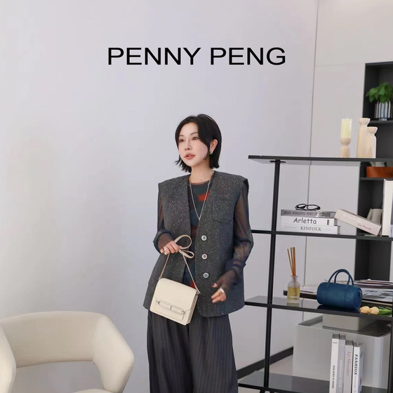 PENNYPENG hidden mountain color autumn and winter Gaozhi Laoqian light luxury gray shiny sleeveless V-neck vest 25 years new model
PENNYPENG hidden mountain color autumn and winter Gaozhi Laoqian light luxury gray shiny sleeveless V-neck vest 25 years new model