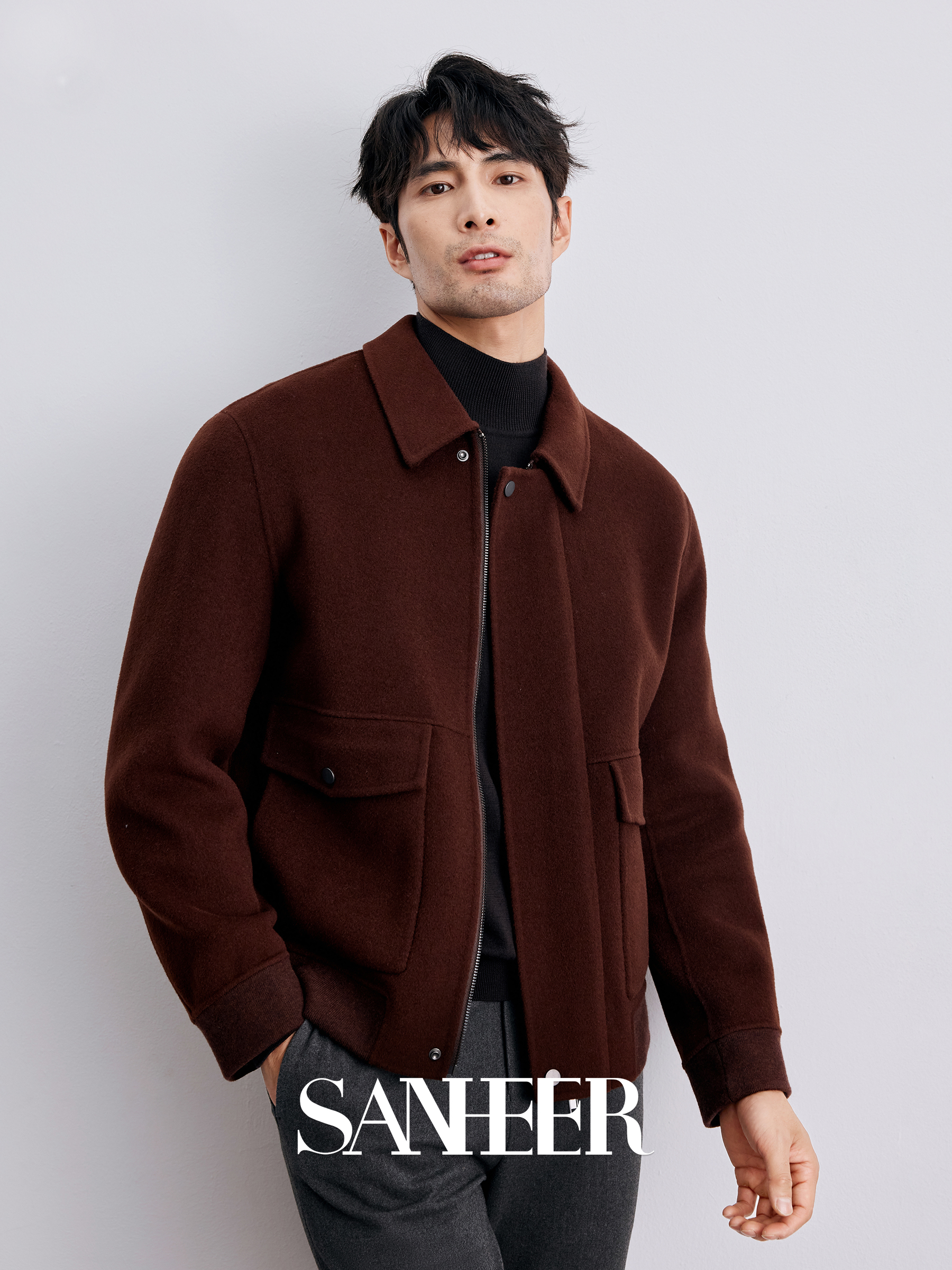 ジャケット・アウター Eaphi WOOL TWEED JACKET brown Eaphi wool tweed jacket