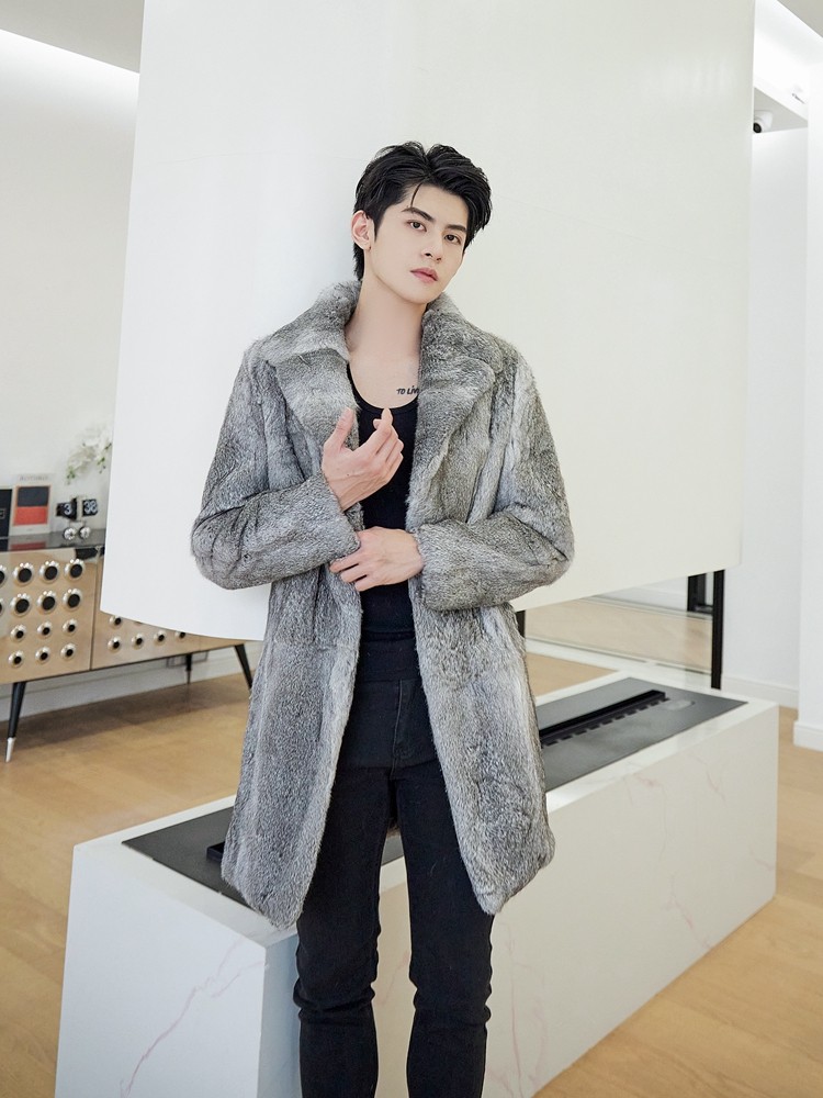 Gris Sobretodo De Hombre Entallado De PaÃ±o Con Capucha Hombre