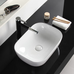 Counter basin square bathroom ceramic wash basin wash basin wash basin single basin splash proof small size 450 balcony Counter basin square bathroom ceramic wash basin wash basin wash basin single basin splash proof small size 450 balcony