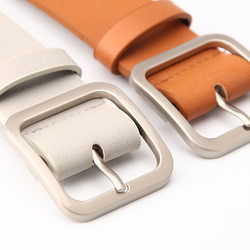 Women's Jeans ins Simple Red, Black, Brown, Coffee Color Fashion Extra-Long Square Gold and Silver Buckle Student Versatile Leather Belt Women's Jeans ins Simple Red, Black, Brown, Coffee Color Fashion Extra-Long Square Gold and Silver Buckle Student Versatile Leather Belt