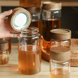 Food-Grade High Borosilicate Glass Sealed Jar for Coffee Beans, Tea Leaves, Honey, with Lid, Grain Storage Jar with Threaded Mouth Food-Grade High Borosilicate Glass Sealed Jar for Coffee Beans, Tea Leaves, Honey, with Lid, Grain Storage Jar with Threaded Mouth