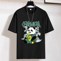 Trendy Hong Kong Style Panda Short-Sleeve T-Shirt for Men, Korean Version, Loose Fit, Trendy Brand, Five-Quarter Sleeves, Youth, Plus Size, Summer Top Trendy Hong Kong Style Panda Short-Sleeve T-Shirt for Men, Korean Version, Loose Fit, Trendy Brand, Five-Quarter Sleeves, Youth, Plus Size, Summer Top