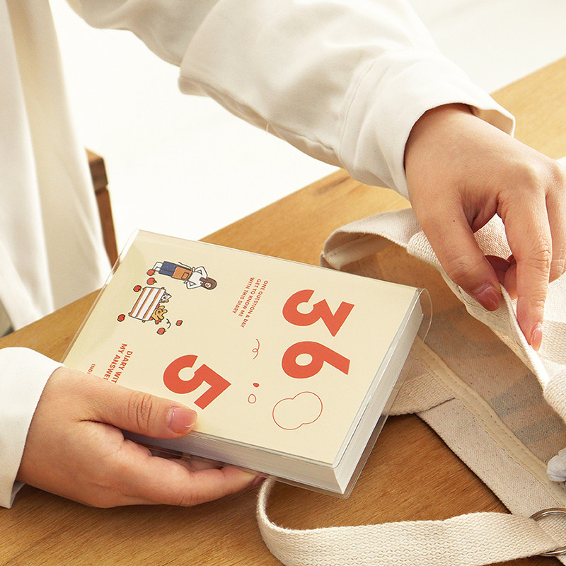 남색 귀여운 일러스트 만년 고무슬리브 메모장 365일 일기 귀여운 손장부 1일 1페이지 -