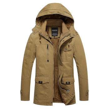 Winter men's jacket plus velvet thickened workwear mid-length large-size jacket hooded cotton casual jacket men 
Winter men's jacket plus velvet thickened workwear mid-length large-size jacket hooded cotton casual jacket men