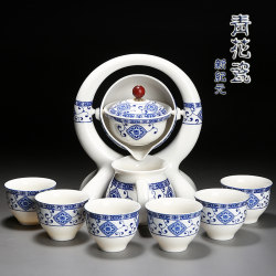 New Ceramic Fully Automatic Kung Fu Tea Set for Home Use, Blue and White Porcelain Creative Lazy Tea Brewing Pot Cradle Tea Maker New Ceramic Fully Automatic Kung Fu Tea Set for Home Use, Blue and White Porcelain Creative Lazy Tea Brewing Pot Cradle Tea Maker