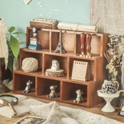 Multi-grid partition storage box wall hanging antique shelf cultural play ornaments display rack multi-layer wooden Retro zakka cabinet Multi-grid partition storage box wall hanging antique shelf cultural play ornaments display rack multi-layer wooden Retro zakka cabinet