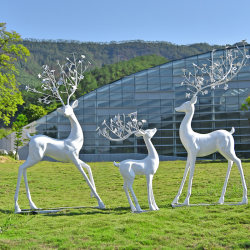 Outdoor Wrought Iron Deer Sculpture Fiberglass Large Garden Landscape Realistic White Deer Animal Decoration Ornament Outdoor Wrought Iron Deer Sculpture Fiberglass Large Garden Landscape Realistic White Deer Animal Decoration Ornament