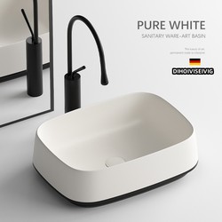 Scandinavian Creative Oval Countertop Basin Household Washbasin Deepened Square Evaporated Milk Black Edge Ceramic Bathroom Basin Scandinavian Creative Oval Countertop Basin Household Washbasin Deepened Square Evaporated Milk Black Edge Ceramic Bathroom Basin