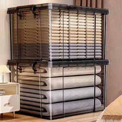 Xingyou Transparent Storage Box, Large Capacity, Extra Large with Lid, Thickened Dustproof Storage Box, Wardrobe Storage Plastic Organizer Box Xingyou Transparent Storage Box, Large Capacity, Extra Large with Lid, Thickened Dustproof Storage Box, Wardrobe Storage Plastic Organizer Box