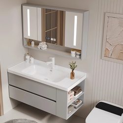 Smart Bathroom Cabinet Combination with Toilet Side, Ceramic Integrated Bathroom Washbasin, Small Apartment Washstand Smart Bathroom Cabinet Combination with Toilet Side, Ceramic Integrated Bathroom Washbasin, Small Apartment Washstand