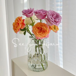 High-End French Retro Simple Transparent Vase ins Style Glass Flower Arrangement Hydroponic Living Room Dining Table Decoration Ornaments High-End French Retro Simple Transparent Vase ins Style Glass Flower Arrangement Hydroponic Living Room Dining Table Decoration Ornaments