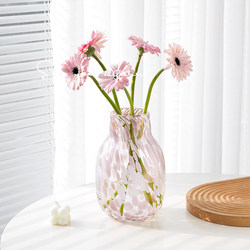High-End Tortoiseshell Pink Glass Vase for Living Room, Glass Hydroponic Flower Arrangement, Dining Table Decoration, Nordic Style Ornament High-End Tortoiseshell Pink Glass Vase for Living Room, Glass Hydroponic Flower Arrangement, Dining Table Decoration, Nordic Style Ornament