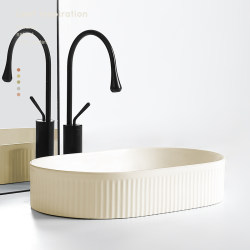 French-Style Cream-Colored Countertop Ceramic Washbasin for Home Use, Milky White Artistic Basin, Bathroom Sink French-Style Cream-Colored Countertop Ceramic Washbasin for Home Use, Milky White Artistic Basin, Bathroom Sink