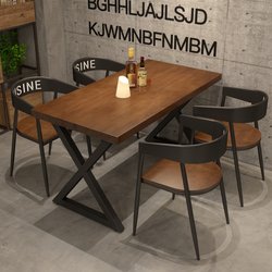 Industrial Style Retro Solid Wood Small Square Table Milk Tea Shop Cafe Round Table Restaurant Hotel Iron Dining Table and Chairs Industrial Style Retro Solid Wood Small Square Table Milk Tea Shop Cafe Round Table Restaurant Hotel Iron Dining Table and Chairs