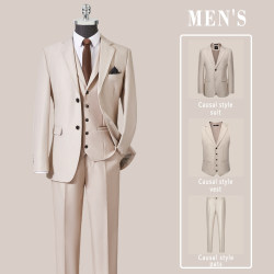 Woodpecker Solid Color Suit Set for Men, Groom Wedding Business Formal Three-Piece Suit, Stylish Suit for Work and Interviews Woodpecker Solid Color Suit Set for Men, Groom Wedding Business Formal Three-Piece Suit, Stylish Suit for Work and Interviews