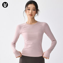 Umeko Sports Top Women's Pink Yoga Wear Long-Sleeved Slim-Fitting Quick-Drying Breathable Pilates Fitness Wear Set Umeko Sports Top Women's Pink Yoga Wear Long-Sleeved Slim-Fitting Quick-Drying Breathable Pilates Fitness Wear Set