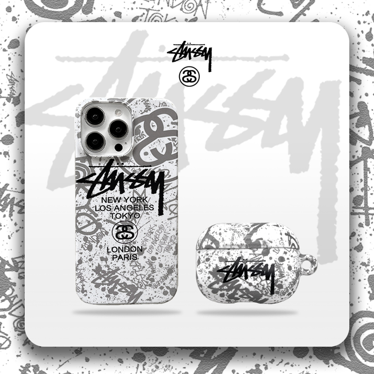 Stussy Street Fashion New With Air Pods Earphone Holders Carry 15, 14, 13, 12, Airpods 1, Airdpods 2, Airpods 3, Airpods Pro