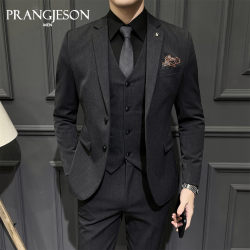 Gentleman's Business Casual Suit Jacket Men's Solid Color Slim Fit Formal Two-Button British Groom Suit Set Gentleman's Business Casual Suit Jacket Men's Solid Color Slim Fit Formal Two-Button British Groom Suit Set