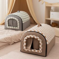 Amazon's new pet nest autumn and winter thickened curved house nest large space cat nest removable dog bed bed Amazon's new pet nest autumn and winter thickened curved house nest large space cat nest removable dog bed bed