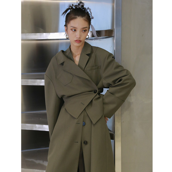 JNYLON independent designer brand heavy deconstruction two pieces of disassembly wide -shoulder handsome long windbreaker F814 JNYLON independent designer brand heavy deconstruction two pieces of disassembly wide -shoulder handsome long windbreaker F814