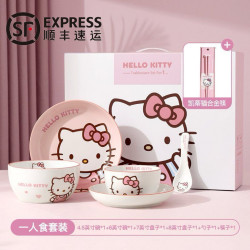 Sanrio Hello Kitty My Melody Ceramic Bowl and Chopsticks Set, Household Dish Set, Thickened High-Value Tableware Sanrio Hello Kitty My Melody Ceramic Bowl and Chopsticks Set, Household Dish Set, Thickened High-Value Tableware